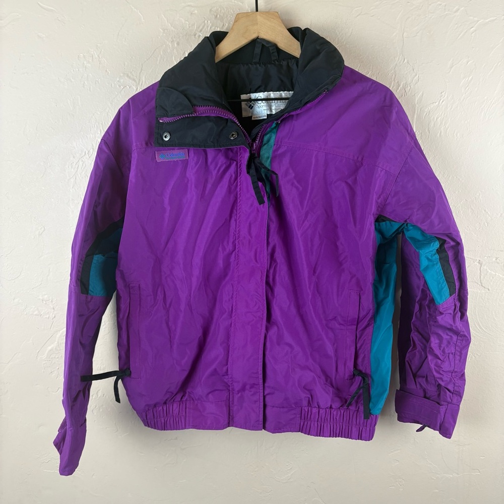 Columbia Purple and Teal Colorblock Jacket Radial Sleeve Women’s size Medium